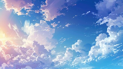 Canvas Print - Beautiful morning sky with clear blue tones and lovely clouds in a natural backdrop