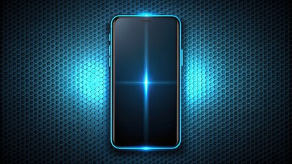 Canvas Print - Futuristic phone wallpaper with blue and black color scheme on background, futuristic, phone, wallpaper, blue