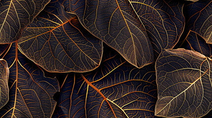 Poster - The intricate veins of skeleton leaves are creating a stunning natural pattern