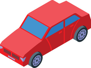 Poster - Red car illustration showing a modern transportation icon in isometric view