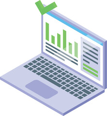 Poster - Laptop displaying a successful financial report with a green checkmark, representing positive business outcomes