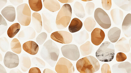 Poster - Abstract watercolor pattern with rounded shapes in beige and brown tones, perfect for background designs