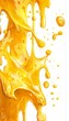 © Ruby Siam - A vibrant splash of yellow liquid against a white background. The liquid is dynamic and energetic, creating a visually interesting composition.