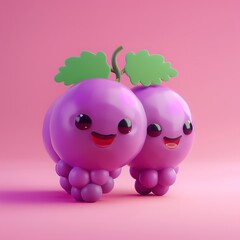 Sticker - Cute theme, Grape, Cartoon, Simplicity