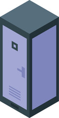 Poster - Metal locker isometric icon illustrating storage of personal belongings in school, gym or workplace