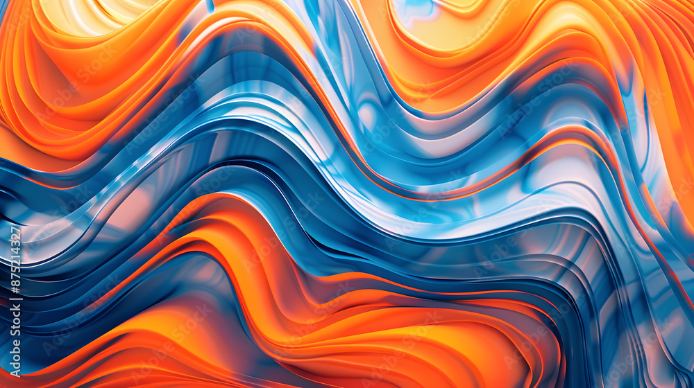 Abstract wavy pattern in vibrant orange and blue hues. Abstract artwork ...