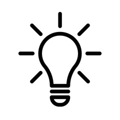 vector illustration of a lightbulb icon with rays representing an idea in a simple black and white d