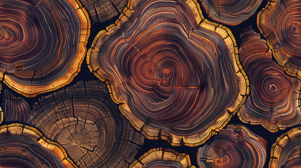 Aufkleber - Beautiful close-up of tree rings creating a mesmerizing natural wooden background, highlighting the artistry of nature