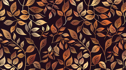 Aufkleber - Seamless floral pattern with golden branches spreading on a dark background, perfect for creating elegant and luxurious designs