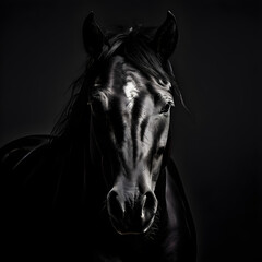 Wall Mural - black horse isolated