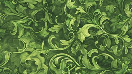 Poster - Beautiful seamless pattern with rich green foliage for an elegant and detailed background design