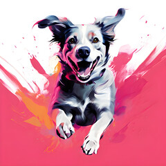 Wall Mural - dog with a ribbon