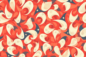 Sticker - An abstract seamless pattern with red and cream shapes creating a bold and dynamic design.