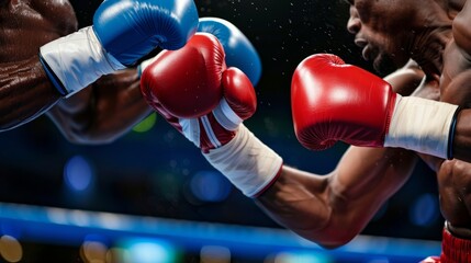 Close Up of Two Boxers in the Ring, Ready to Throw Punches