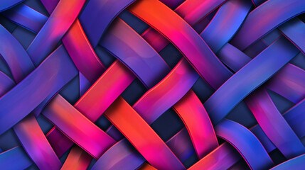Aufkleber - Contemporary backdrop featuring interlaced ribbons forming a woven design