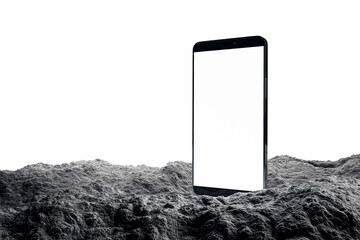 Poster - A smartphone with a blank screen on a textured background, representing a concept of technology. 3D Rendering