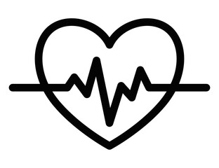 Wall Mural - Vector illustration of a heartbeat icon in black and white, ideal for health and medical designs. Editable stroke.