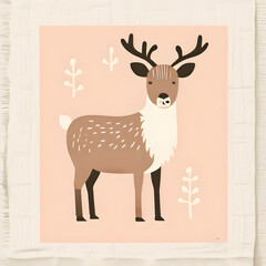 Sticker - christmas card with deer