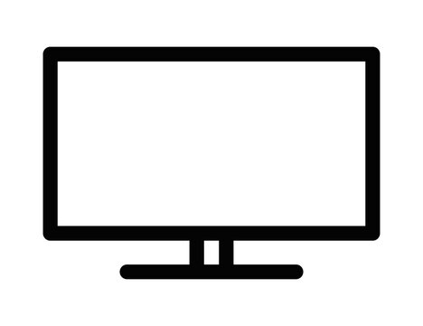 Vector illustration of a monitor icon in black and white, suitable for technology and computer designs. Editable stroke.