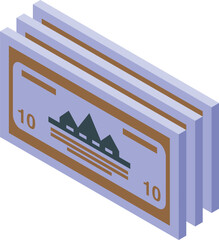 Poster - Stack of banknotes is growing, symbolizing successful financial investment and wealth accumulation