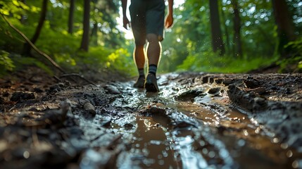 Wall Mural - an image of a determined individual pushing through a difficult path, representing their resolve to 