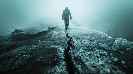 Wall Mural - an image of a determined individual pushing through adversity, representing the message of not stopp