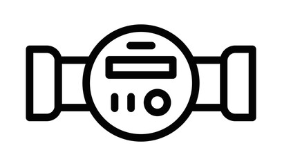 Wall Mural - Vector icon of a water meter, representing utility, measurement, and water usage themes. Simple black and white design. Editable stroke.