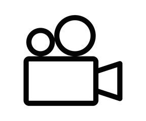 Vector icon of a video camera, representing media, recording, and film themes. Simple black and white design. Editable stroke.