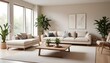 © Sharif54 - Frame mockup, ISO A paper size. Bedroom poster mockup. Modern interior design. Living room Interior mockup with house background. 3D render