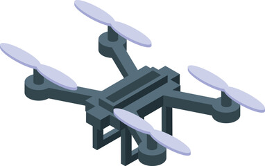 Poster - Modern drone flying, with four rotors and a gimbal to hold a camera