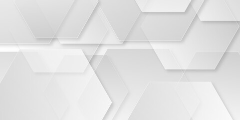 Abstract banner web white and gray geometric hexagon overlapping technology. White, grey abstract background with geometric shapes. Vector white abstract gradient background simple. vector