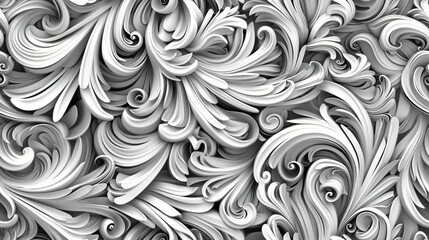 Poster - Intricate three-dimensional shapes formed by white floral patterns on abstract background
