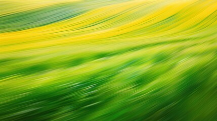 Canvas Print - Abstract background with blurred motion lines in green and yellow field