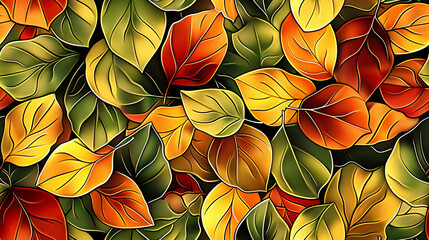 Poster - Seamless pattern of colorful autumn leaves forming a beautiful texture