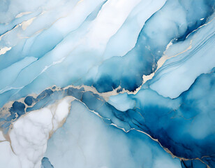 Wall Mural - light blue watercolor background marble. Generative AI.