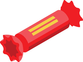 Poster - Red wrapped candy bar with golden stripes isometric view isolated on white background