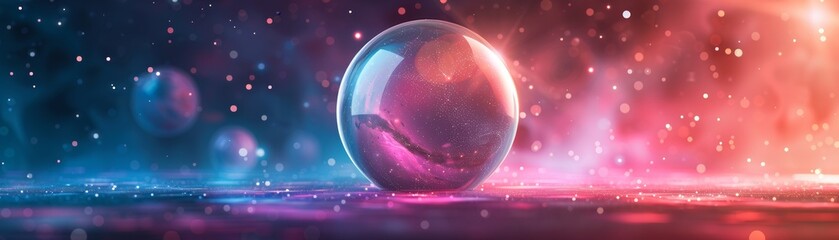 Canvas Print - Abstract Sphere with Pink and Blue Bokeh.