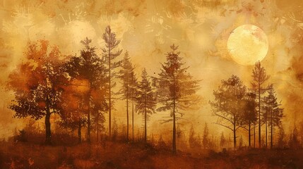 Canvas Print - sunset in the forest