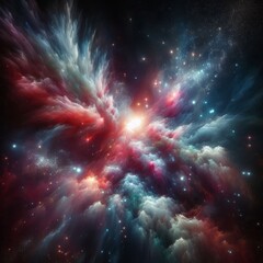 Wall Mural - Discover the ethereal beauty of Orion the Hunter, captured in a mesmerizing celestial scene. This image features vivid colors, smoke effects, sparkles, and glitter, creating a ghostly and captivating 