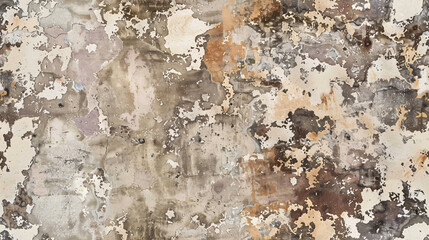 Wall Mural - Abstract pattern created by multiple layers of paint revealed on damaged plaster wall surface