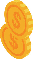 Poster - Two golden coins with dollar sign are stacked, representing savings, wealth, and financial success