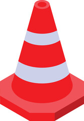 Sticker - Red and white striped traffic cone standing for road safety, isometric view