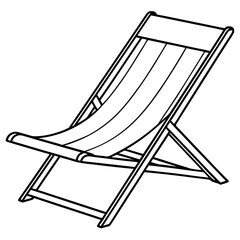 deck chair outline coloring book page line art illustration digital drawing