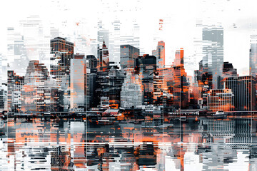 Wall Mural - Abstract Pixelated Metropolis