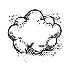 comic speech bubble, white background, simple shapes, cartoon style, simple line art, flat black and