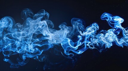 Wall Mural - Blue smoke abstract on black background