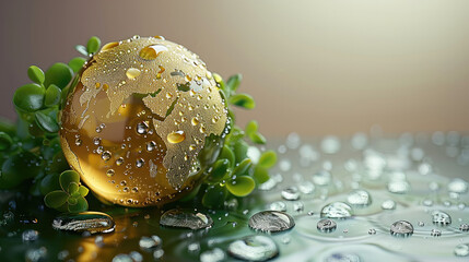 Poster - Globe made of oil drops, environmental concept, green energy. Generative AI.