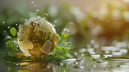 Poster - Globe made of oil drops, environmental concept, green energy. Generative AI.