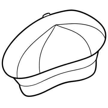 french cap outline coloring book page line art illustration digital drawing
