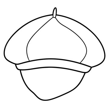 french cap outline coloring book page line art illustration digital drawing